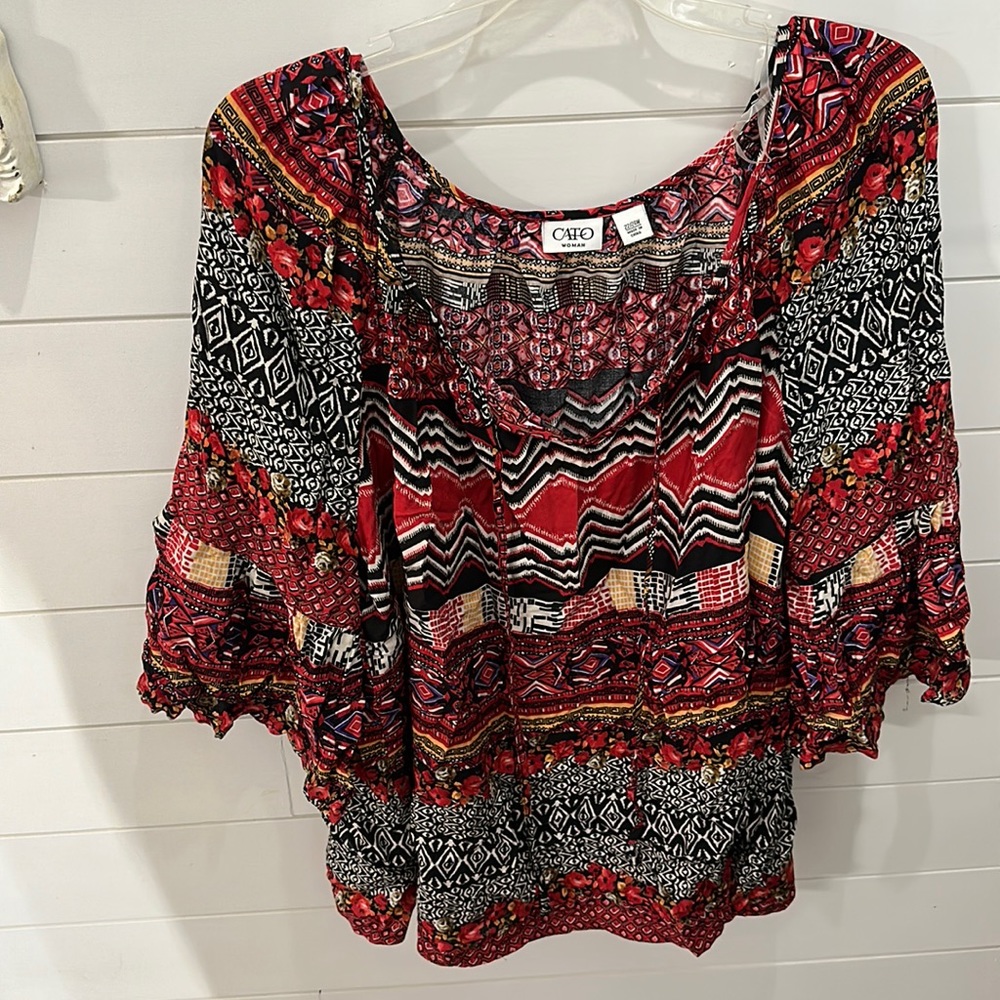 Multi patterned plus size blouse